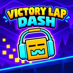 The cube character wearing headphones is navigating past sharp spikes